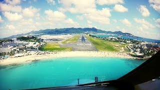 Cockpit Landing at StMaarten SXM Netherlands Antilles Pilots View [upl. by Townsend]