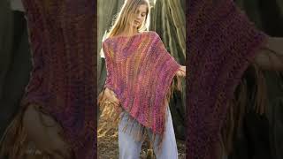 simple crochet poncho design for womencrochet women cardiganponcho shawlcrochetfashion [upl. by Spracklen]