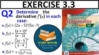 Exercise 33 Question 2 class 12 Maths New KPK Book  Ex 32 Q No 2 Differentiation Questions [upl. by Candie]