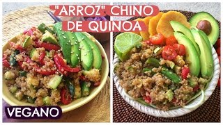 COMIDACENA VEGANA  QUINOA TIPO YAKIMESHI Receta Saludable 🍚 [upl. by Perrine]