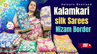 Kalamkari Silk Nijam Border SareesKalamkari Silk SareesKalamkari SareesColours Overload Sarees [upl. by Acirtap]