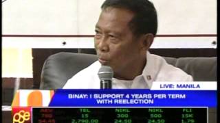 Binay on chacha No to term limits yes to foreign ownership [upl. by Yalcrab92]