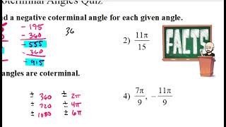 Review Positive and Negative Coterminal Angles Problems 1 and 2 [upl. by Gen669]