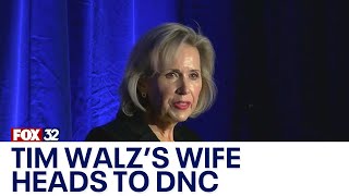 Tim Walzs wife makes surprise appearance at DNC breakfast [upl. by Katusha]