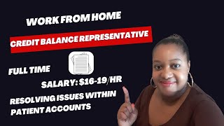 Work From Home Credit Balance Representative  Administrative Salary Range amp1619HR  Full Time [upl. by Salokin]