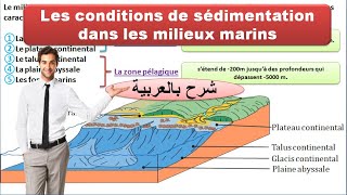 les conditions de sédimentation dans les milieux marins شرح بالعربية [upl. by Owiat]