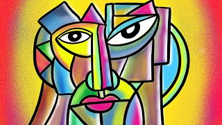 cubism Learn CUBISM art easy step by step tutorial  Cubism art portrait drawing in Procreate app [upl. by Anahs787]