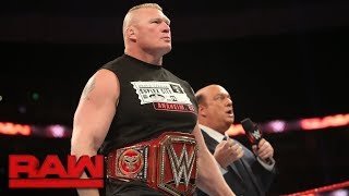 Paul Heyman provokes a fight between Braun Strowman and Brock Lesnar Raw Sept 11 2017 [upl. by Cykana]