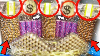 Huge Wall Of Gold And Quarters Crashes Down High Risk Coin Pusher MEGA MONEY JACKPOT MUST WATCH [upl. by Edmond]