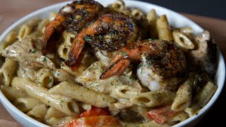 Honey Jerk Chicken amp Shrimp Rasta Pasta [upl. by Naawaj]