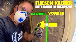 Fliesenkleber entfernen von Rigips Wand in Sekunden mit Winkelschleifer  Flex  Diamant deutsch [upl. by Esereht]