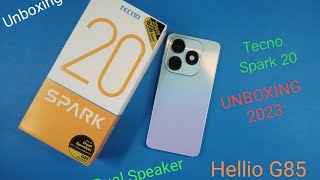 Tecno Spark 20 Unboxing Rewiew in 2023  Hands On  Design  Bettery 5000mAh Charger 18wirred [upl. by Airetnahs]