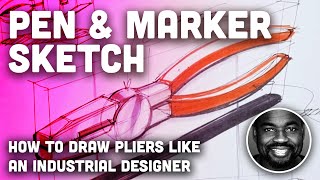 Sketch A Day Pliers  How to create an Industrial design style sketch [upl. by Bergerac]