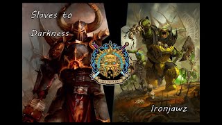 Age of Sigmar 40 Slaves to Darkness vs Ironjawz [upl. by Arualana]