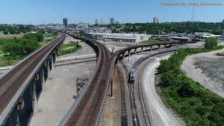 Amtrak quotRiver Runnerquot being turned around at the Santa Fe Junction in KC Drone Video [upl. by Imugem]