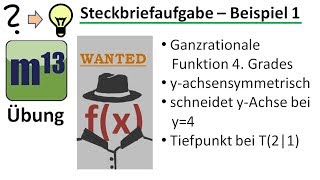 Steckbriefaufgaben Ganzrationale Funktion bestimmen  Beispiel 1 [upl. by Nilyad788]