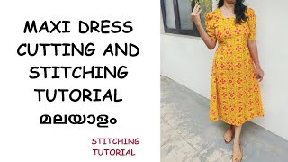 maxi dress cutting and stitching tutorial malayalam [upl. by Doe]