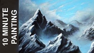 Painting a Misty Mountain Landscape with Acrylics in 10 Minutes [upl. by Aihseyt]