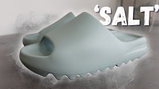 YEEZY SLIDE 2024 ‘SALT’ REVIEW  ON FOOT [upl. by Atinet]