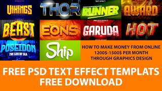 photoshop text effects free psd download  how to make money through graphics design using photoshop [upl. by Dranyar]