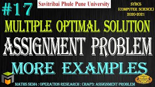 17 Assignment Problem More Examples  Multiple Optimal Solution  OR  SYBCS  SPPU  Hindi [upl. by Wadsworth475]