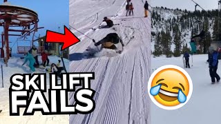 FUNNIEST Ski Lift Fails  Skiers amp Snowboarders Falling Off Ski Lifts 😂 [upl. by Acilgna]