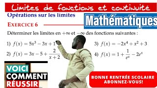 Limites de fonctions et continuitéOpérations sur les limitesCalcul de limites en 00 et 00 [upl. by Eyllib558]