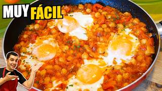 HUEVOS con GARBANZOS y VERDURAS 🍳 Receta muy saludable fácil y económica [upl. by Fujio]