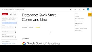 Dataproc Qwik Start  Command Line  qwiklabs  GSP104 [upl. by Maunsell]