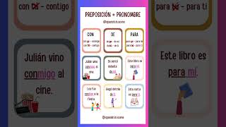 🖐 Preposición  pronombre CONMIGO DE MÍ PARA MÍ spanishgrammar learningspanish spanish 😃 [upl. by Eirot]