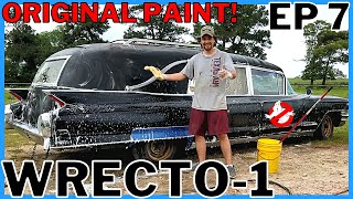 FIRST WASH IN DECADES GHOSTBUSTERS Barn find hearse gets detailed ECTO1 BUILD EP 7 [upl. by Reamy]