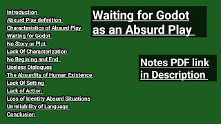 Waiting for Godot as an Absurd PlayNotes PDF link in Descriptionstudywitharish [upl. by Robby625]