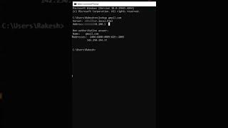 Nslookup CMD command in windows shorts [upl. by Eimmak429]