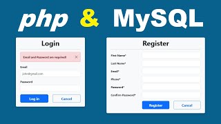 Create Login and Register Forms using PHP and MySQL  Registration Authentication and Authorization [upl. by Ozmo]