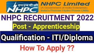 NHPC RECRUITMENT 202223  NHPC APPRENTICESHIP  HOW TO APPLY [upl. by Ennahtebazile]