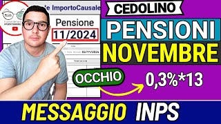 PENSIONI NOVEMBRE ➜ MESSAGGIO INPS e CEDOLINO PUBBLICATO 📑 RIMBORSI TASSO AUMENTI BONUS INVALIDI [upl. by Albur40]