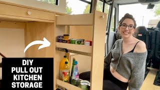 DIY Pull Out Kitchen Pantry Cabinet in Camper Van Conversion [upl. by Aterg719]