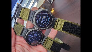 SIDE BY SIDE Garmin Fenix 7 Pro 47mm VS Fenix 7S 42mm  Hemsut Tactical Watch Bands [upl. by Aihtnys]