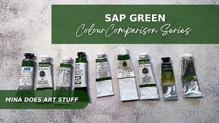 Sap Green Watercolour  Colour Comparison Series  Mina Does Art Stuff [upl. by Nosrac]