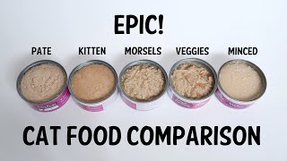 EPIC Wet Cat Food COMPARISON Pate  Minced  Morsels  Kitten  Veggie  Whole Hearted Cat Food [upl. by Ahselrac]