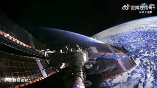 Tiangong Space Station Robotic Arm Captures Stunning Footage of Astronauts Spacewalking [upl. by Brey]