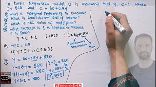 find MPC  multiplier  investment multiplier  equilibrium level of income from Keynesian model [upl. by Ardiek]