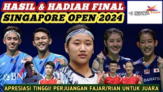 INDONESIA JUARA Hasil Final amp Jumlah Hadiah Badminton Singapore Open 2024 Hari Ini [upl. by Angadresma360]