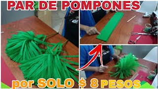 😱POMPONES DE PORRISTA DE PAPEL CREPE CON UN SOLO PLIEGO HACES EL PAR [upl. by Pacificas]