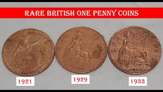 1921 1929 and 1933 One Penny Coin Collection  UNITED KINGDOM [upl. by Adyela]