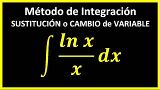 integral de lnxx dx MÉTODO de INTEGRACIÓN SUSTITUCIÓN o CAMBIO de VARIABLE [upl. by Adyahs]