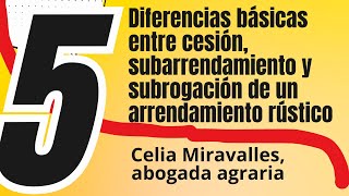 5 Diferencias básicas entre cesión subarrendamiento y subrogación de un arrendamiento rústico [upl. by Noslen]