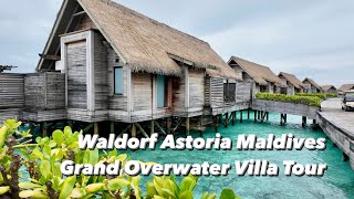 Waldorf Astoria Maldives  King Grand Overwater Villa Room Tour [upl. by Bunker]