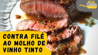 CONTRAFILÉ AO MOLHO PICANTE DE VINHO TINTO COM CEBOLA E BACON [upl. by Gargan]