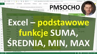 EXCEL  Podstawowe funkcje SUMA ŚREDNIA MIN MAX [upl. by Eintruoc]